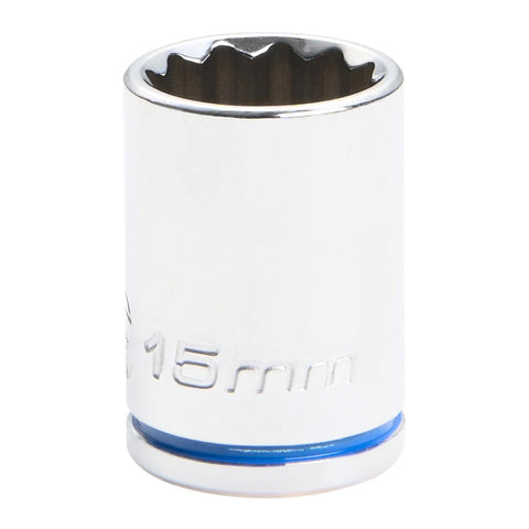 Kincrome 15mm 3/8" Drive Shallow Socket - 12 Point, Chrome Vanadium Steel