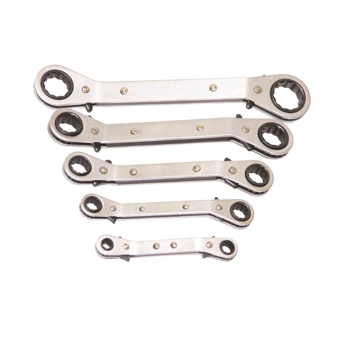Supatool 5 Piece Imperial Ratchet Ring Spanner Set, Carbon Steel, 12 Point, 170mm