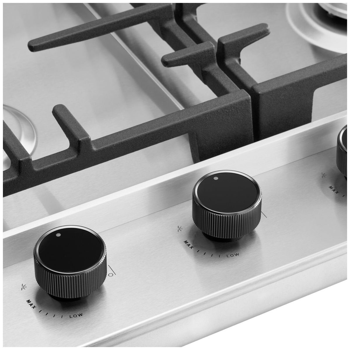Omega 60cm Natural Gas Cooktop - Stainless Steel, Wok Burner, SafeSlide Cast Iron Trivets - OCG604WX