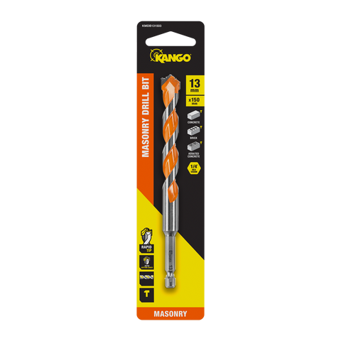Kango 13mm x 150mm 1/4 Masonry Drill Bit - Durable Carbide Tip - Efficient Drilling - SuperSaverAU - view 1