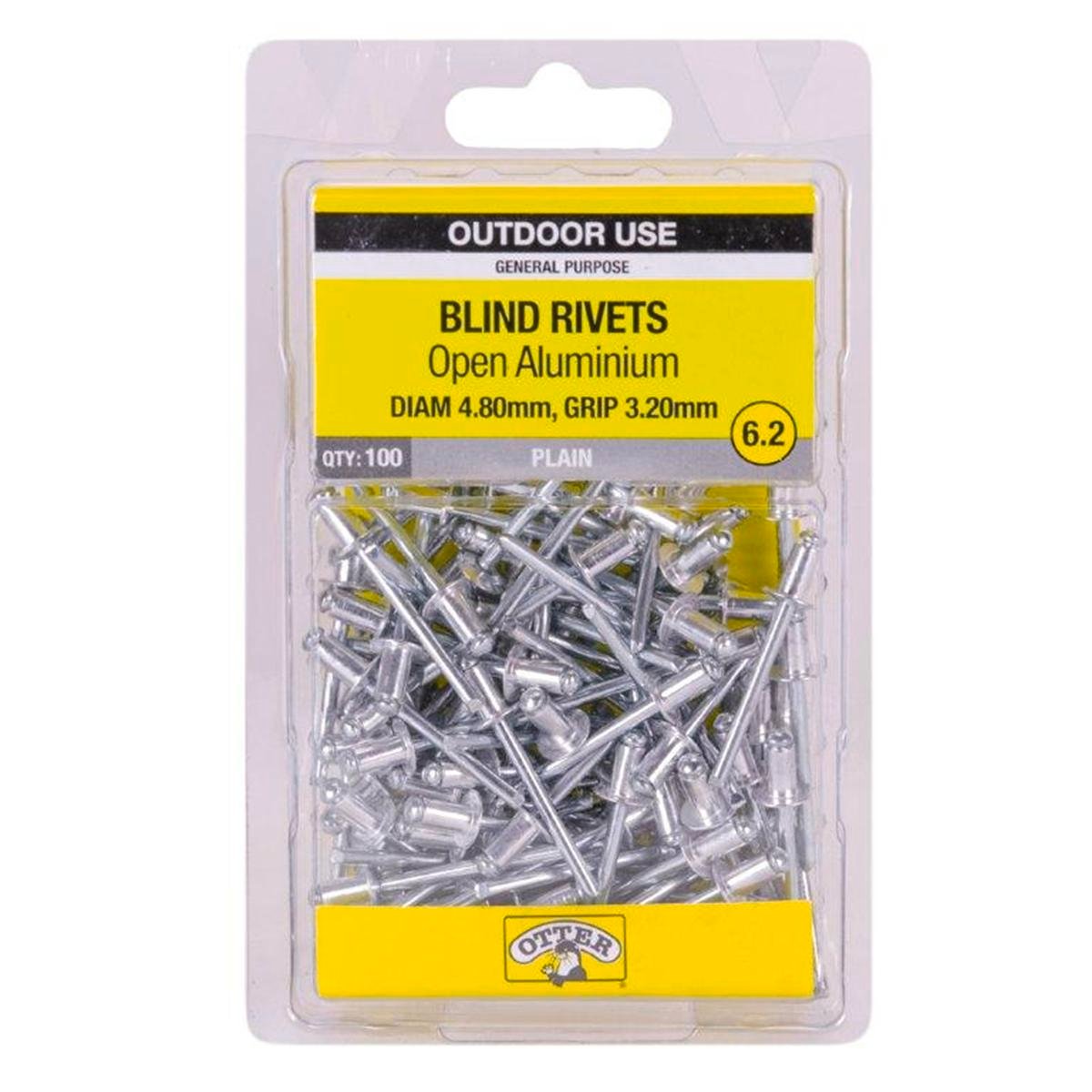 Otter 4.8 x 3.2mm Open Aluminium Blind Rivets 100 Pack