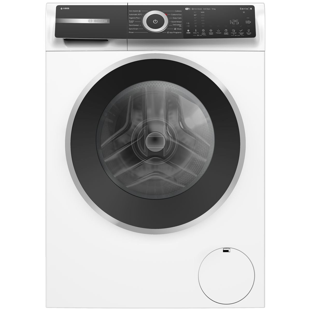Bosch Series 8 10kg Front Load Washing Machine - i-DOS Detergent Scan, Iron Assist, App Programs - WGH254A1AU