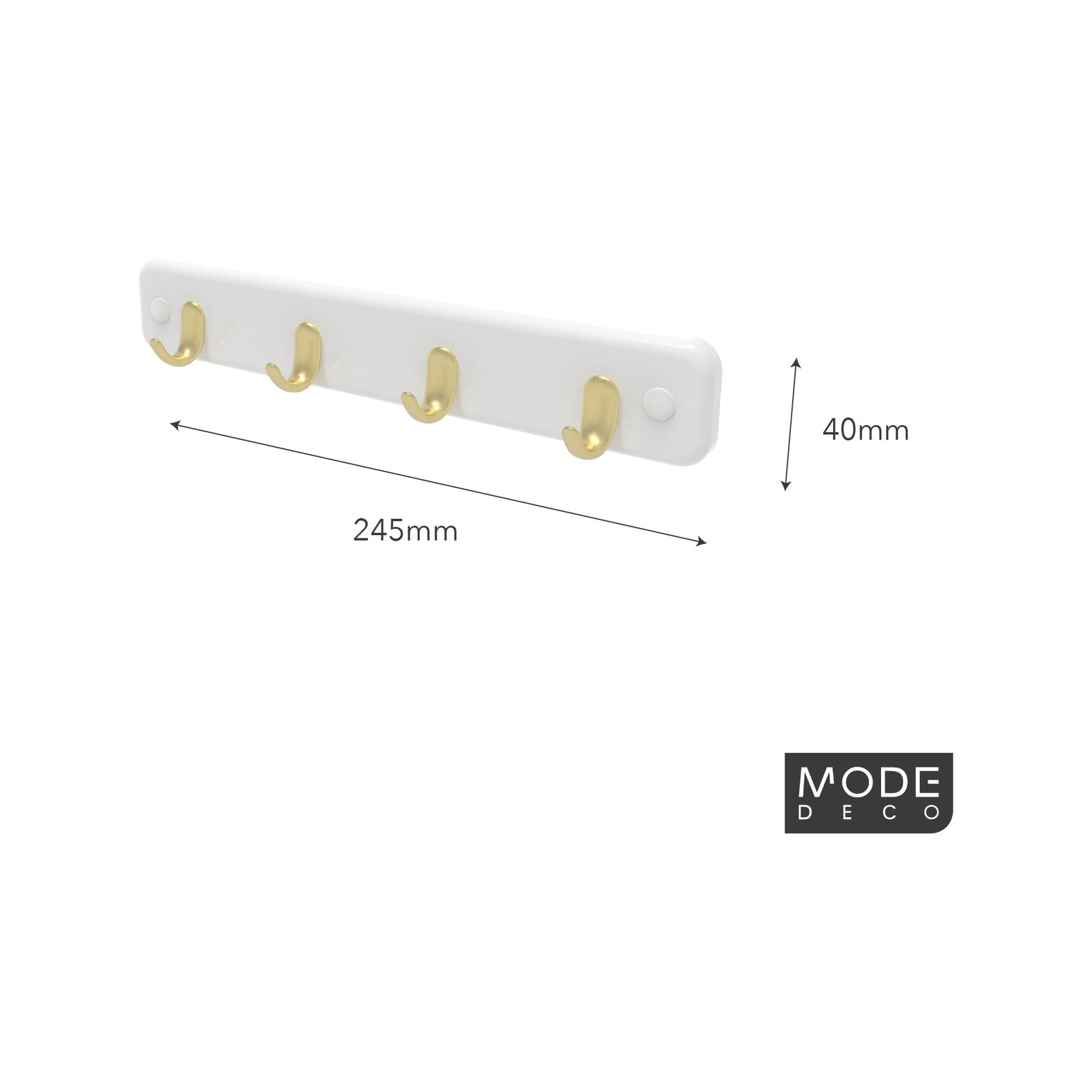 MODE 4 Brushed Brass Hooks White Board Key Rack