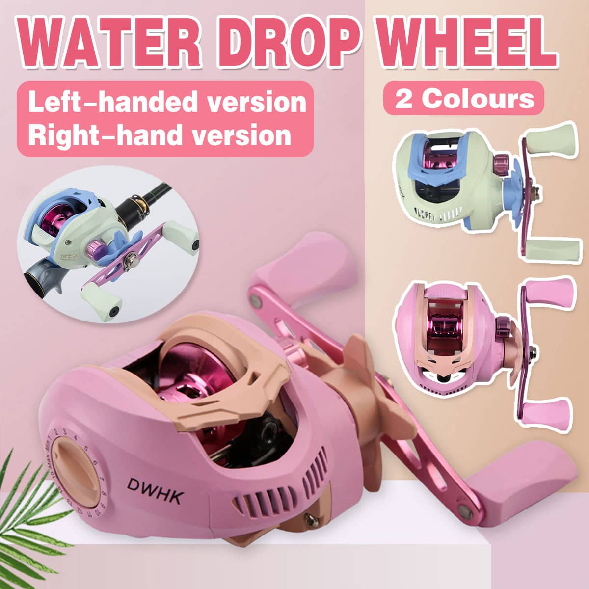 Baitcasting Fishing Reel Water Drop Wheel, Left Hand Version - Blue - view 2