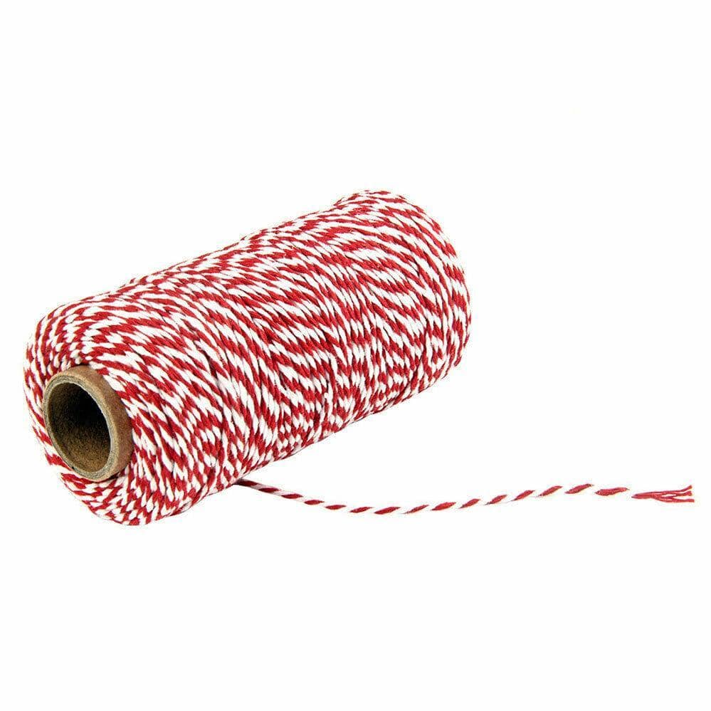 Bakers Twine Cotton Cord, 100 m Roll - Red and White