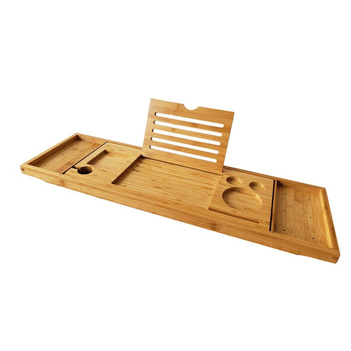Bamboo Bath Caddy with Wine Glass Holder and Soap Shelf - view 2