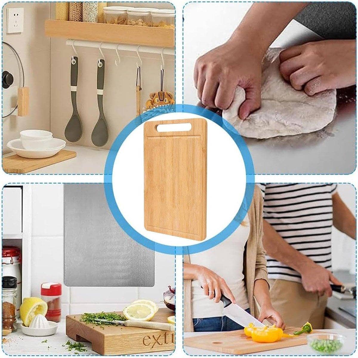 Bamboo Cutting Board with Juice Groove and Handle, 34 x 22 cm - view 4