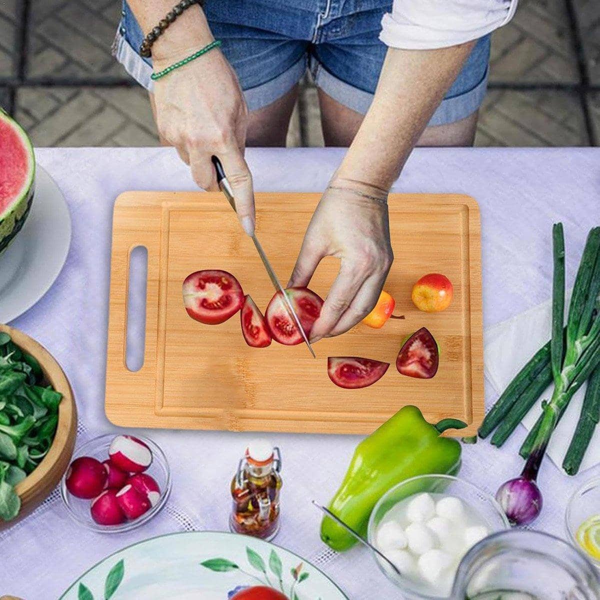 Bamboo Cutting Board with Juice Groove and Handle, 34 x 22 cm - view 5