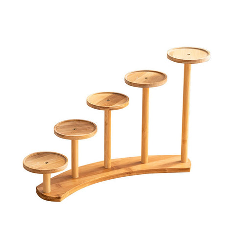 Bamboo Desktop Plant Stand, Multi-Tier Flower Rack - Round Trays