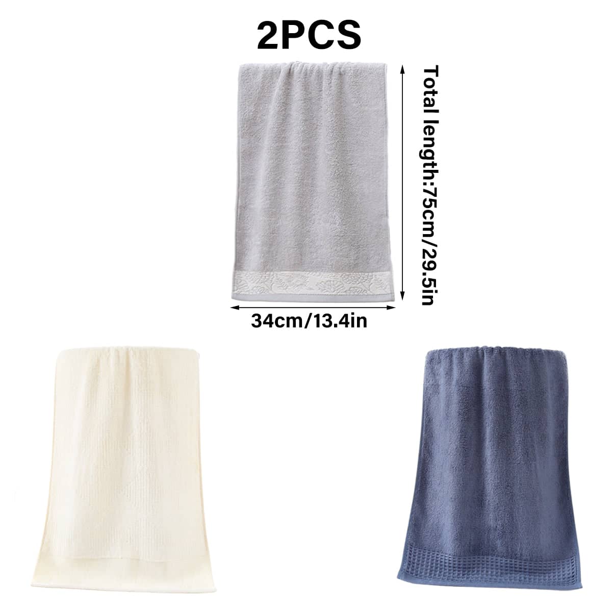 Bamboo Fibre Face Towels Soft Absorbent Washcloths, Pack of 2 - Beige - view 4