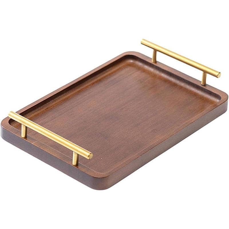 Bamboo Serving Tray with Gold-Tone Handles, 20 x 30 x 2 cm - view 2