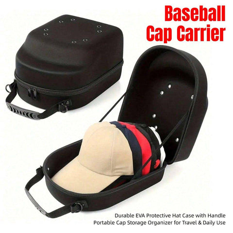 Baseball Cap Storage Case with Shoulder Strap - Black, 33 x 26 x 14cm