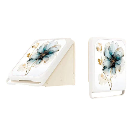 Bathroom Wall Mounted Folding Storage Box - Blue and Gold Flower Print