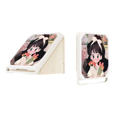 Bathroom Wall Mounted Folding Storage Box - Girl with Bouquet Print