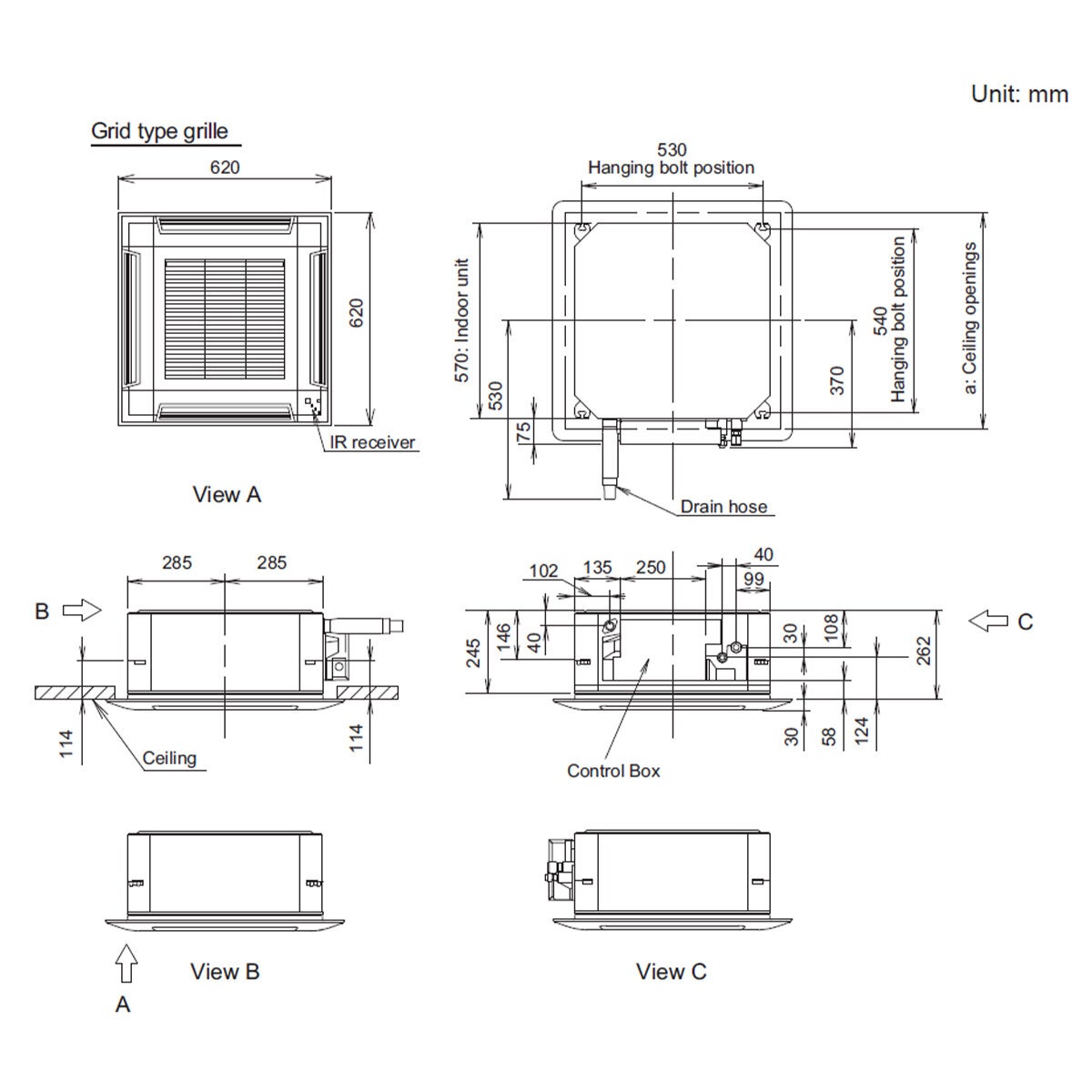 Fujitsu 2.5kW Reverse Cycle Cassette Air Conditioner - 3.2kW Heating, Removable Intake Grill - SET-AUTH09KVLA