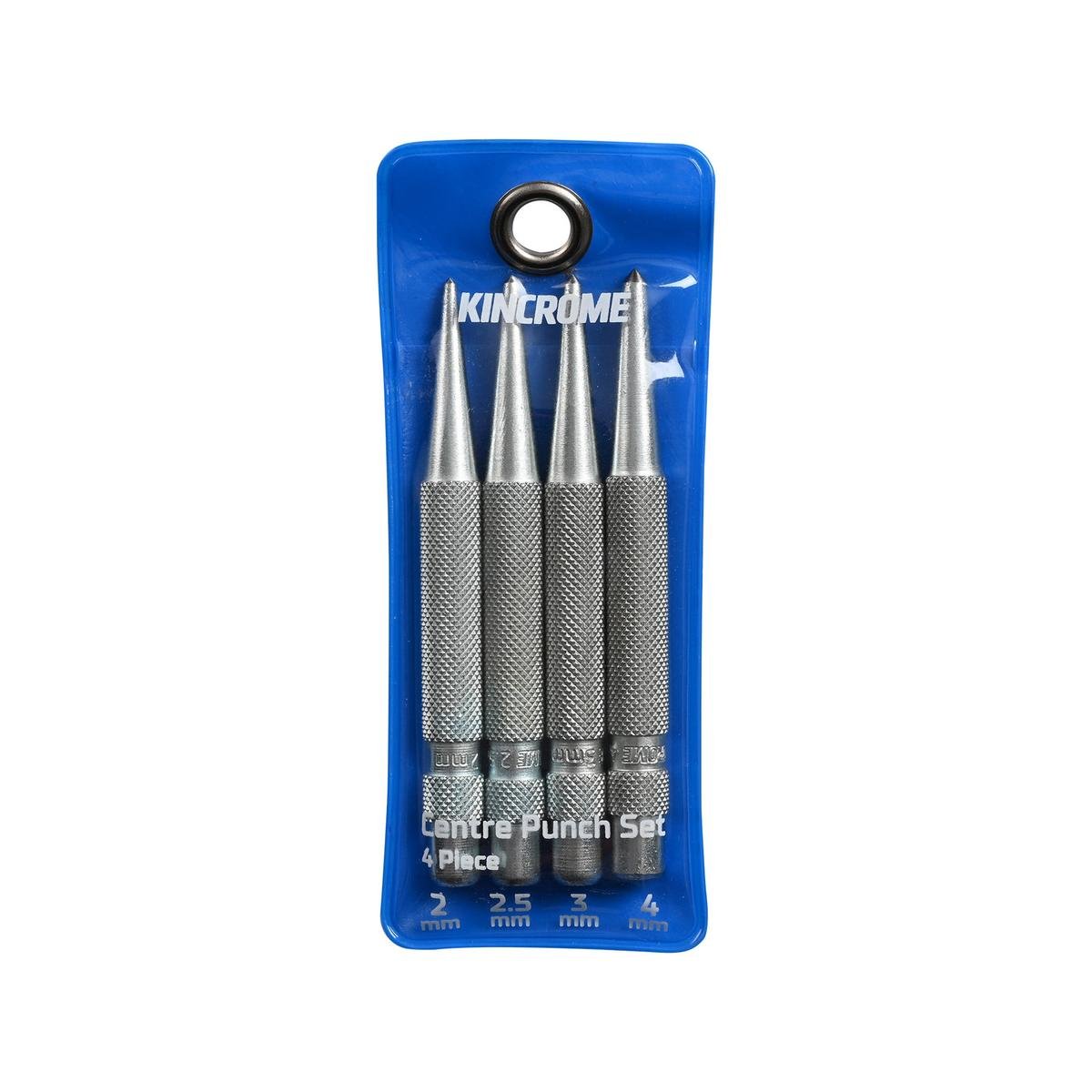 Kincrome Small 4 Piece Centre Punch Set - Chrome Vanadium Steel, 2mm to 4mm