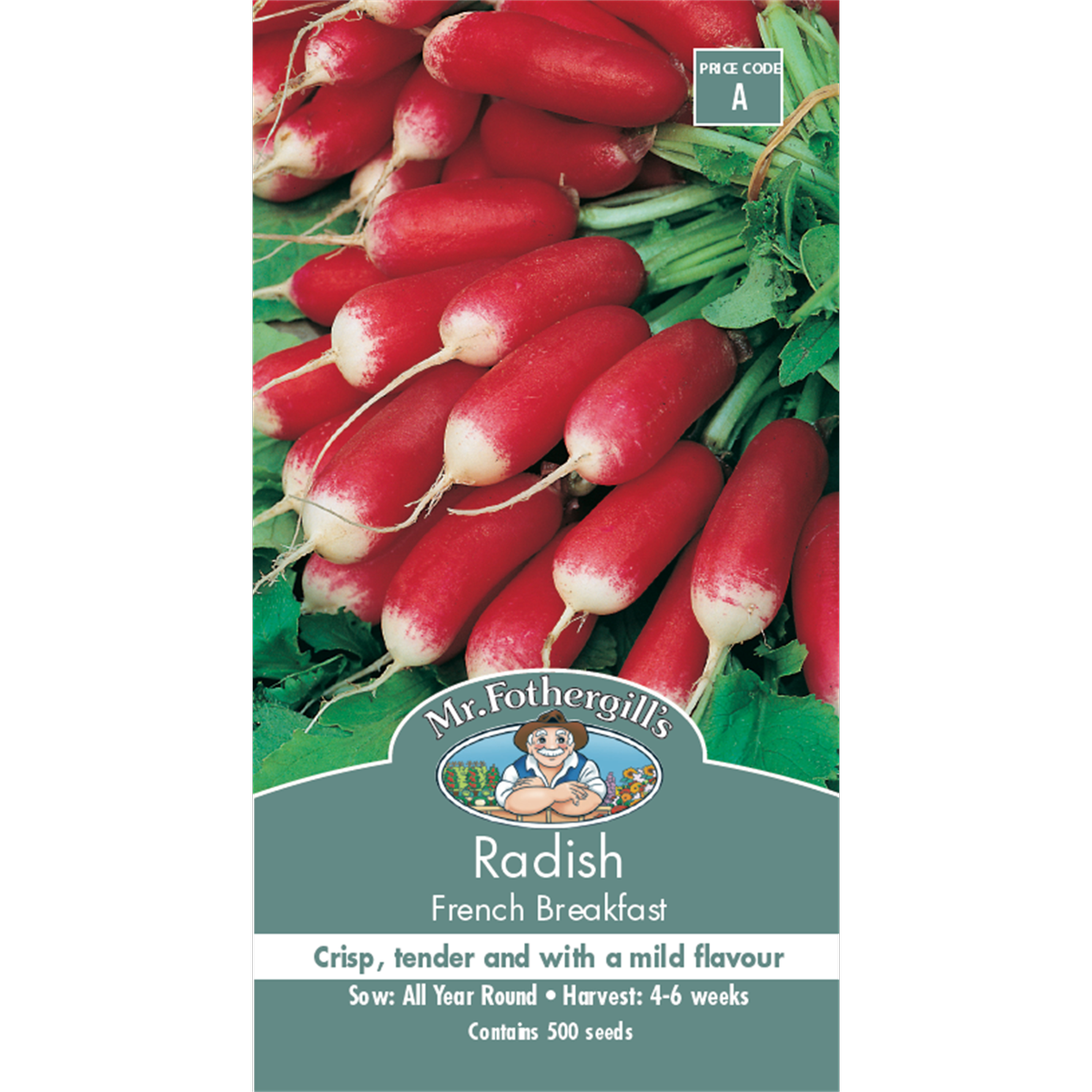 Mr Fothergill French Breakfast Radish Seeds 75mm Red Crisp Flavor - SuperSaverAU - view 1