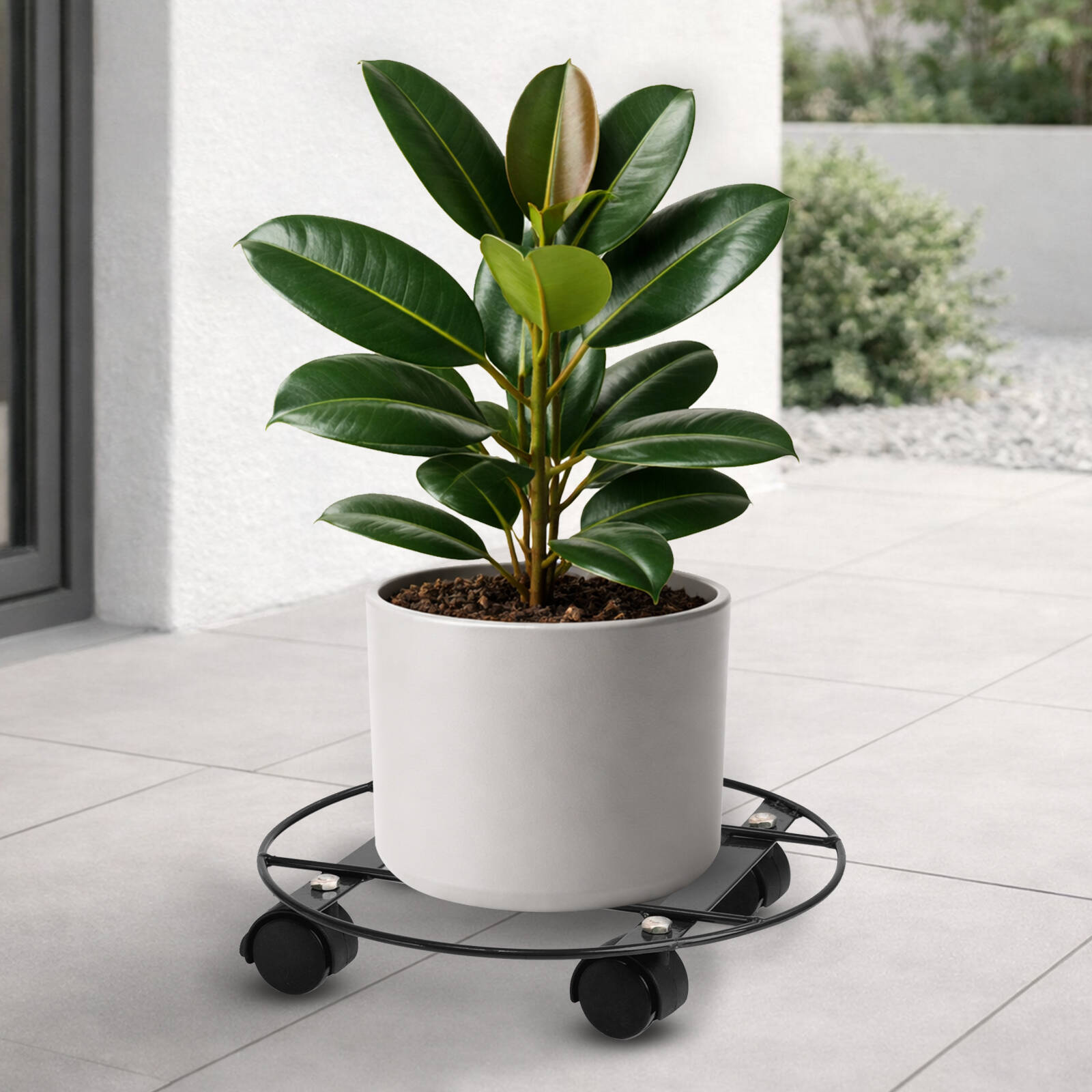Eden 30cm Heavy Duty Round Pot Plant Trolley, Metal, 50kg Capacity, Indoor & Outdoor