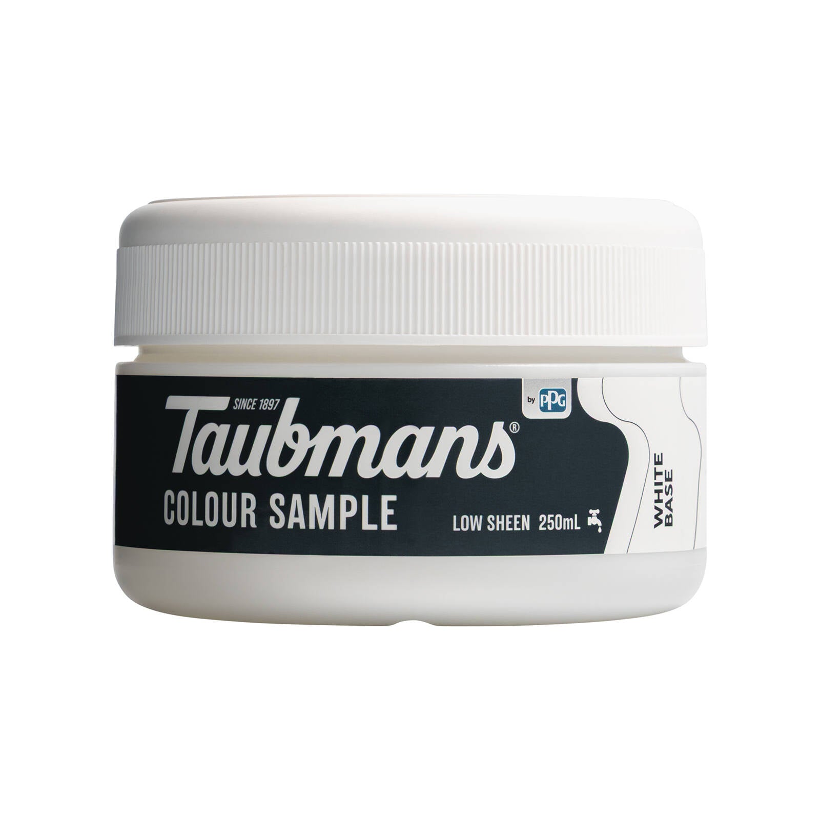 Taubmans White 250ml Sample Pot, Water Based Acrylic, Splatter Resistant Tintable