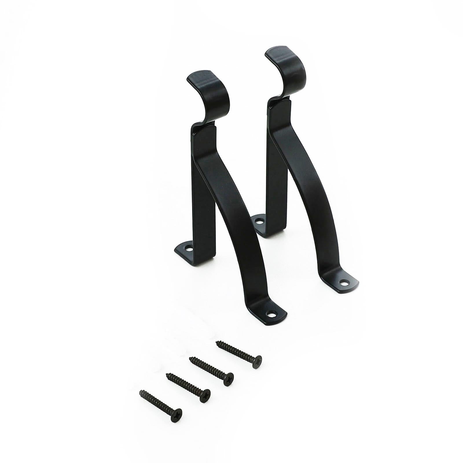 Windoware 100mm Black Metal Single Stayed Curtain Bracket - 2 Pack