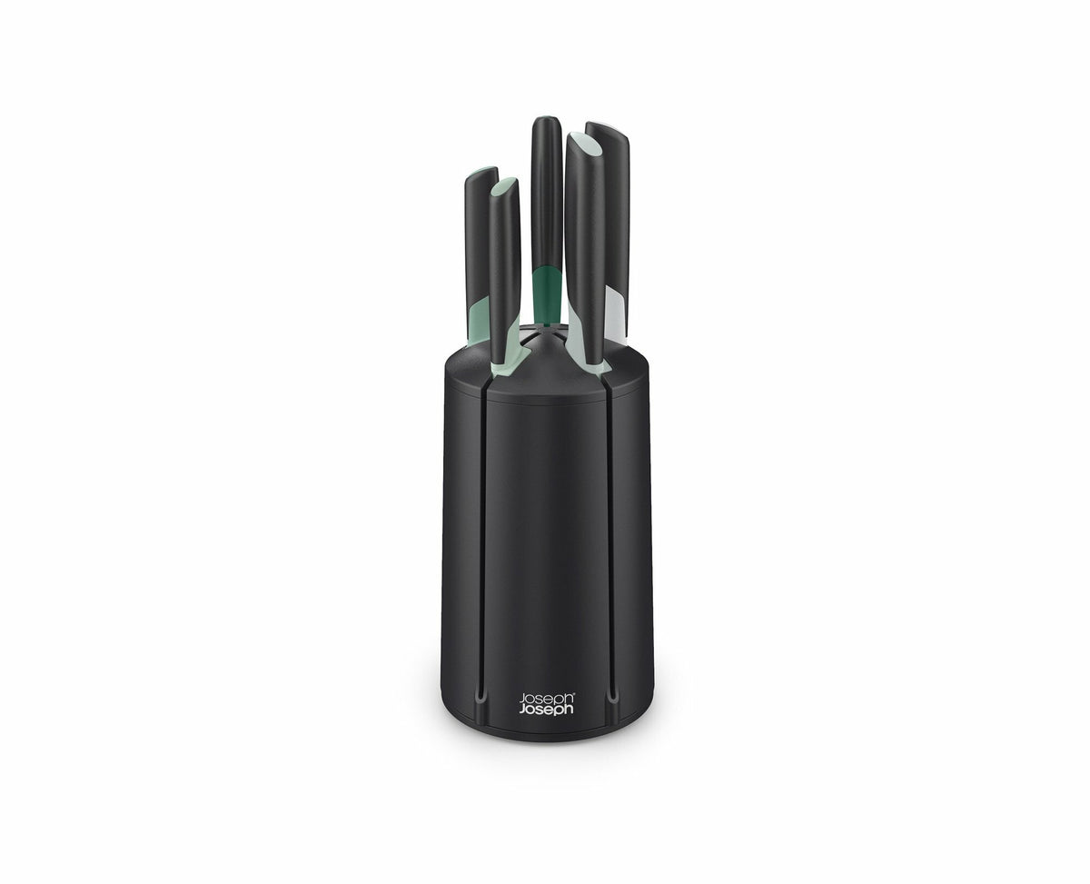 Joseph Joseph Elevate Carousel 5 piece knife set - black, rotating block, weighted handles - 10541