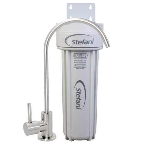 Stefani Single Stage Undersink Water Filter - 5 Micron Carbon Block, 5L/min, Faucet Included - UCFA-01-LF