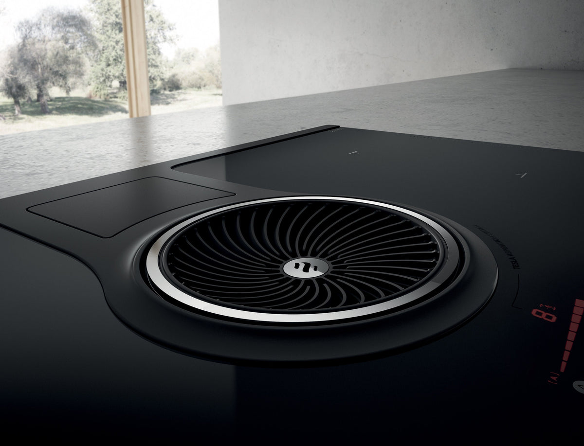 Elica 83cm Induction Cooktop with Ducted Ventilation - Black Glass, 9 Fan Speeds - NIKOLATESLAHPBLA83