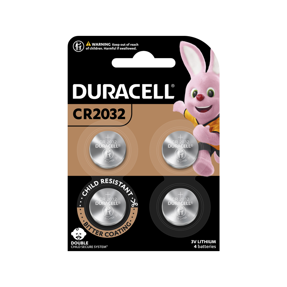Duracell CR2032 3V Lithium Coin Battery - 4 Pack