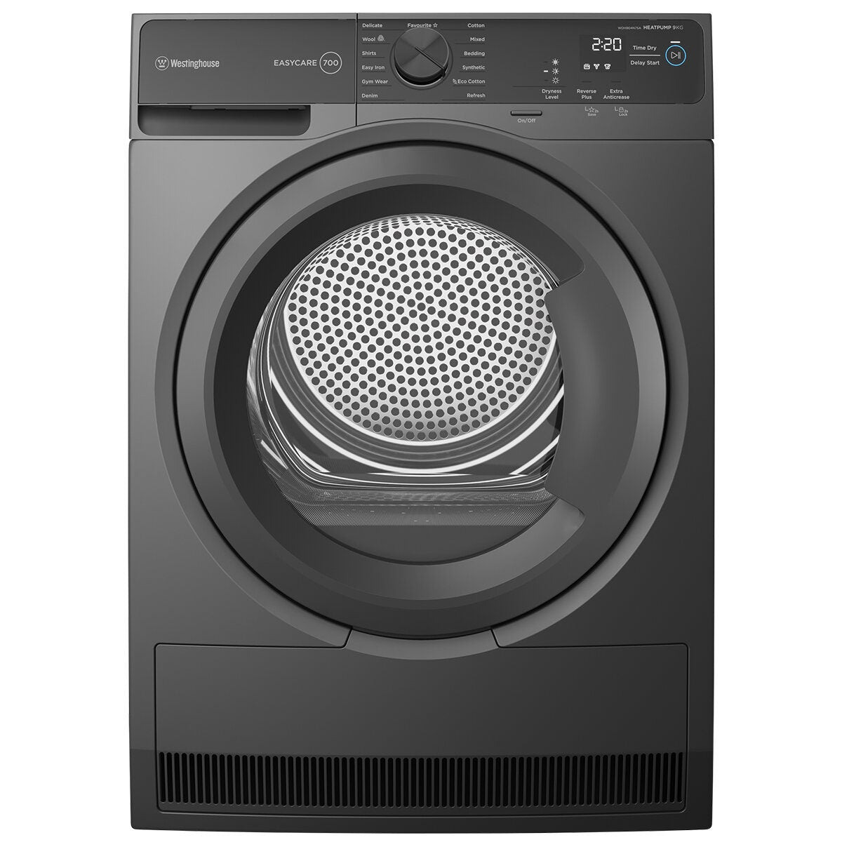 Westinghouse 9kg EasyCare 700 Series Heat Pump Dryer - 8 Star Energy Rating - DC Inverter - Grey - WDH904N7SA