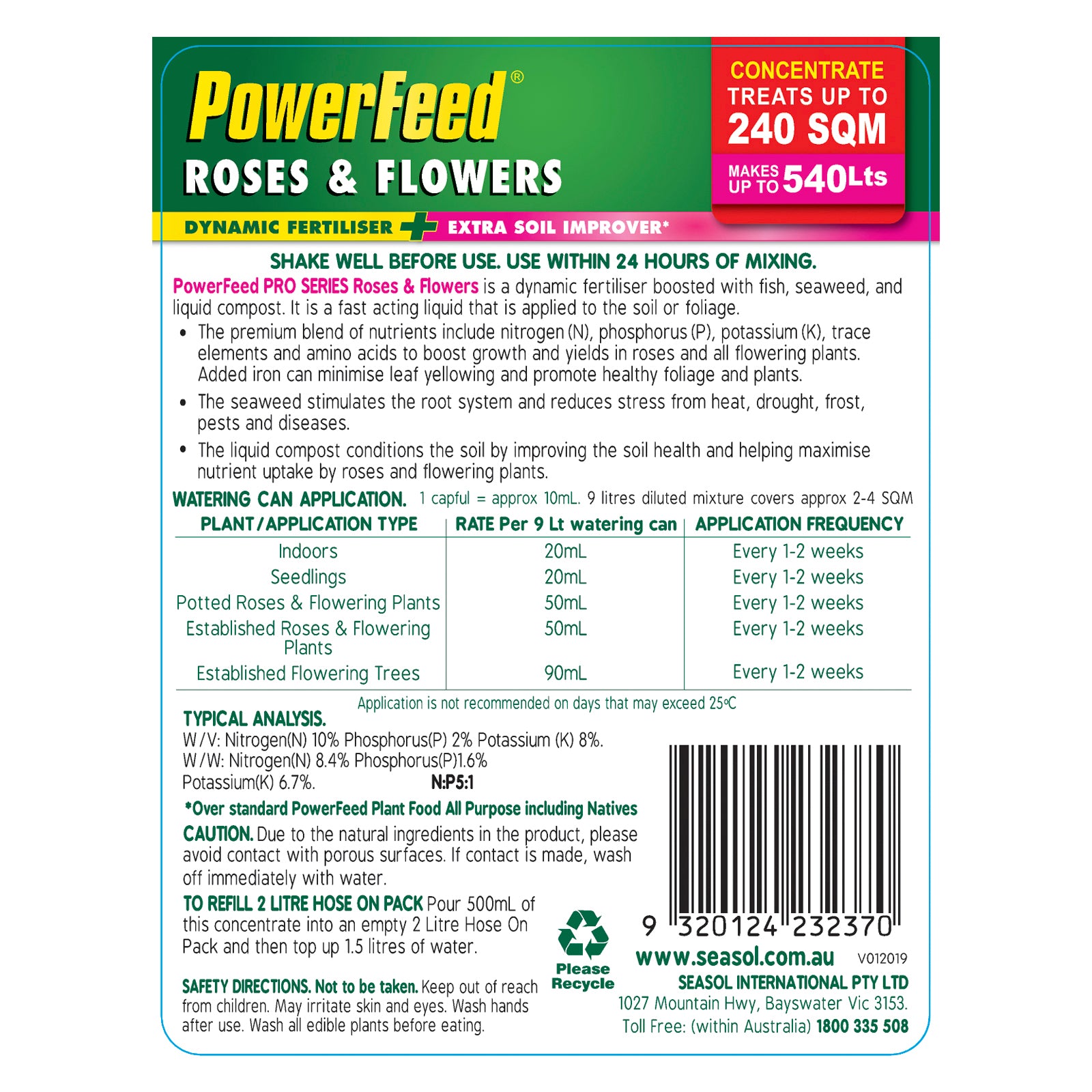 PowerFeed Pro Series Roses And Flowers Concentrate 1.2L Brown Liquid Plant Food