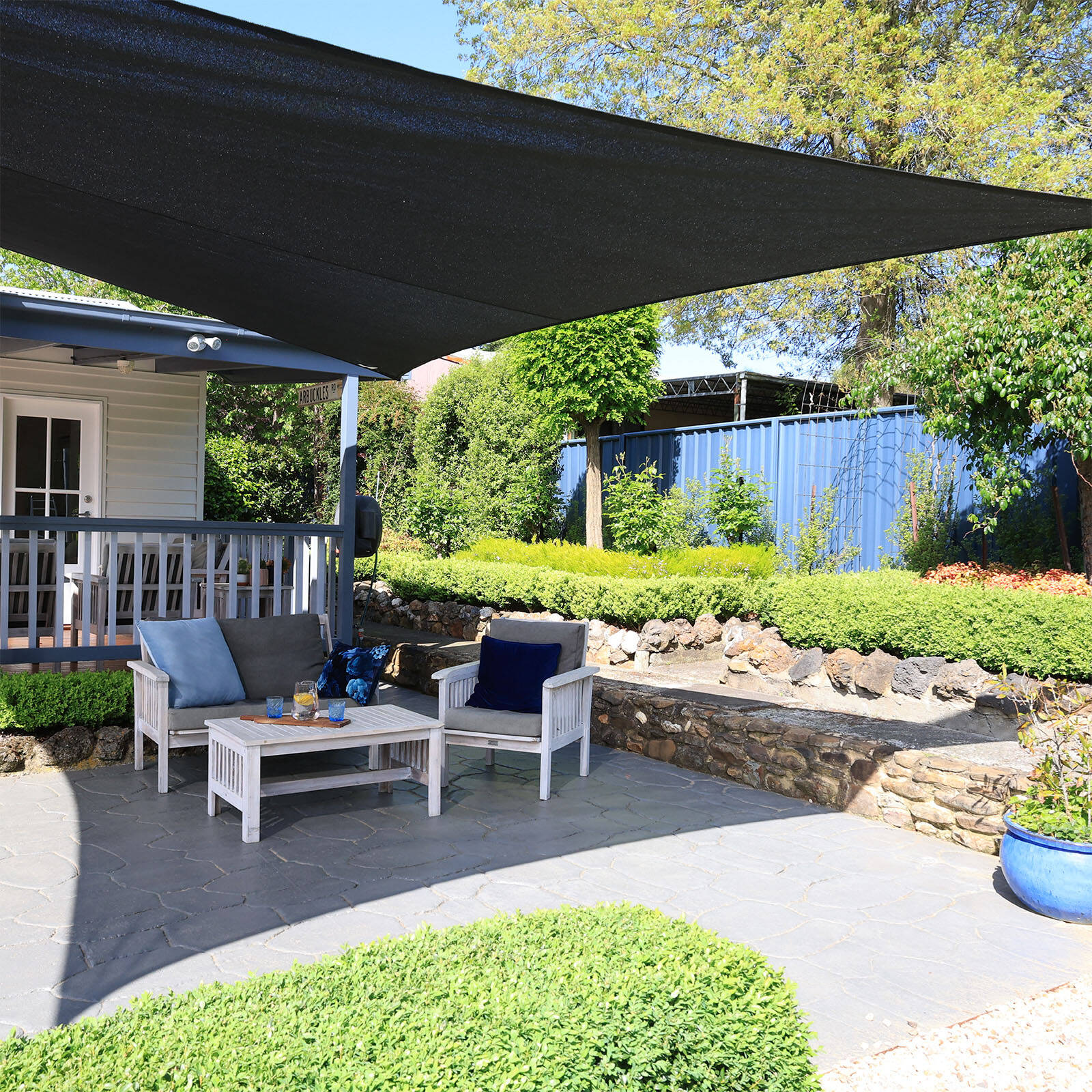 Coolaroo 5.4 x 5.4m Graphite Square Commercial Grade Shade Sail - 95% UV Block