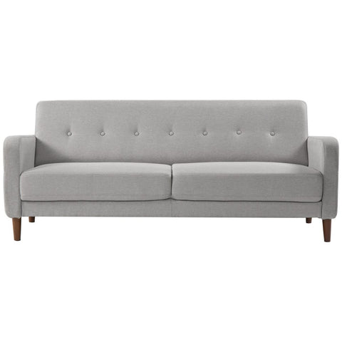 Zinus Adair modern 3 seater sofa - light grey linen-style fabric, armrest pockets, timber frame - AU-AD-LG-3P