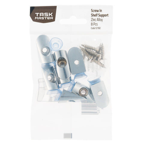 Taskmaster Chrome Screw In Shelf Support 8 Pack