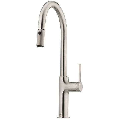 Oliveri Vilo Pull Out Spray Gooseneck Tap 6L/min - Nickel, Adjustable Spray, 5-Star - VT2425-BN