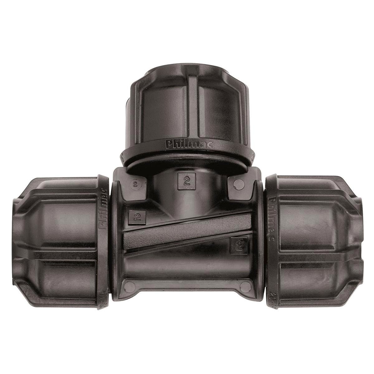 Philmac Pipe Tee - 16mm x 16mm - Polypropylene - Easy Disassembly - SuperSaverAU - view 1