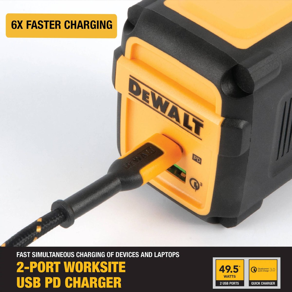 DeWALT 49.5W 2-Port USB-C PD Fast Charger 1310871DWE