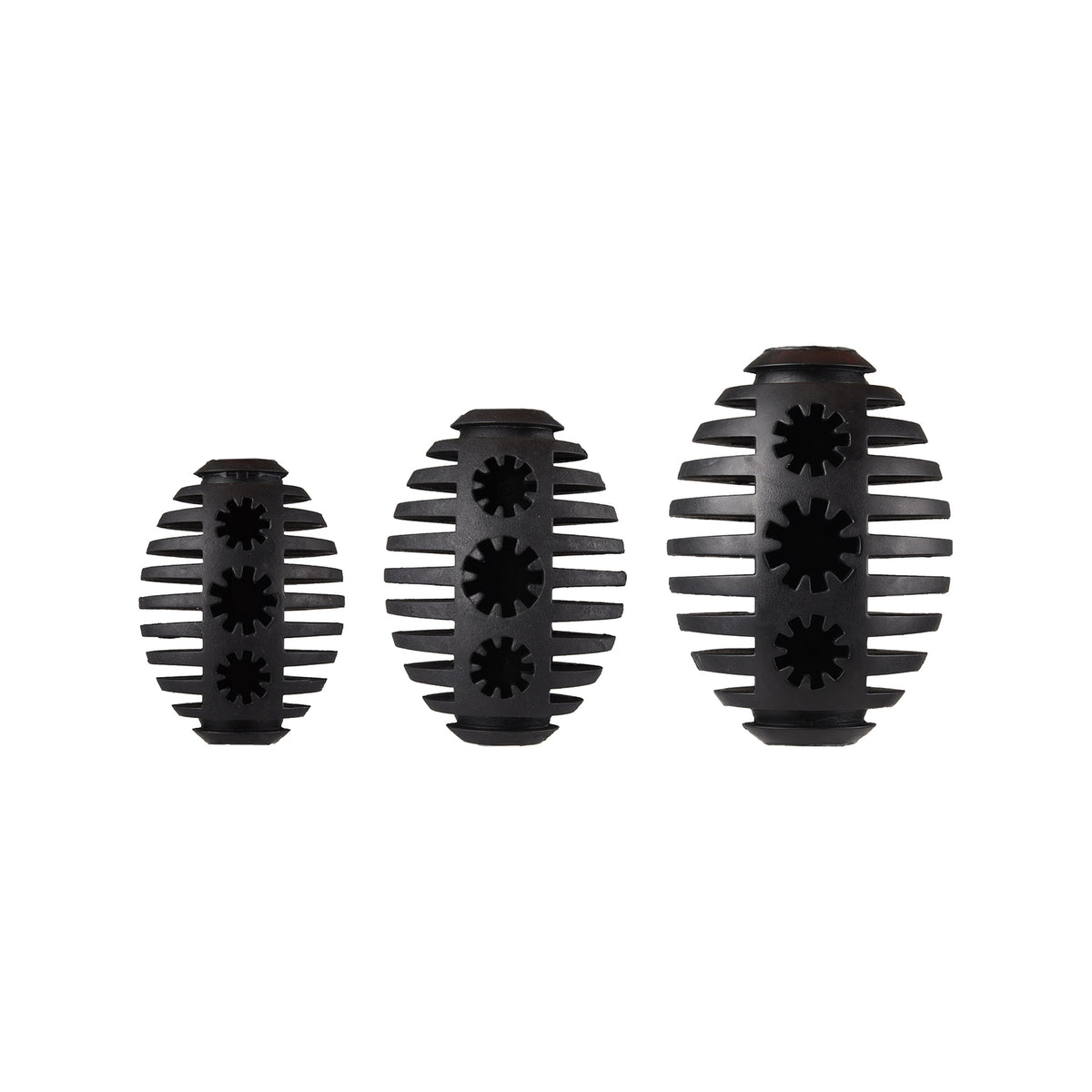 Gladiator 8cm Black Rubber Rugby Dog Toy - Treat-Fillable Chew & Fetch Ball