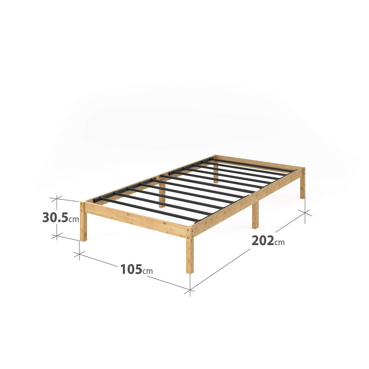 Zinus Moiz King Single Bamboo Bed Base - Bamboo Frame and Legs, No Box Spring Needed - AU-FBMMB2ZC-12B