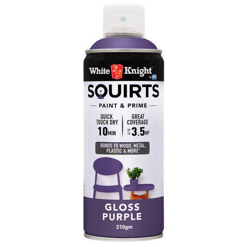 White Knight Squirts Purple Gloss Spray Paint 310g Solvent Based Durable - SuperSaverAU - view 1