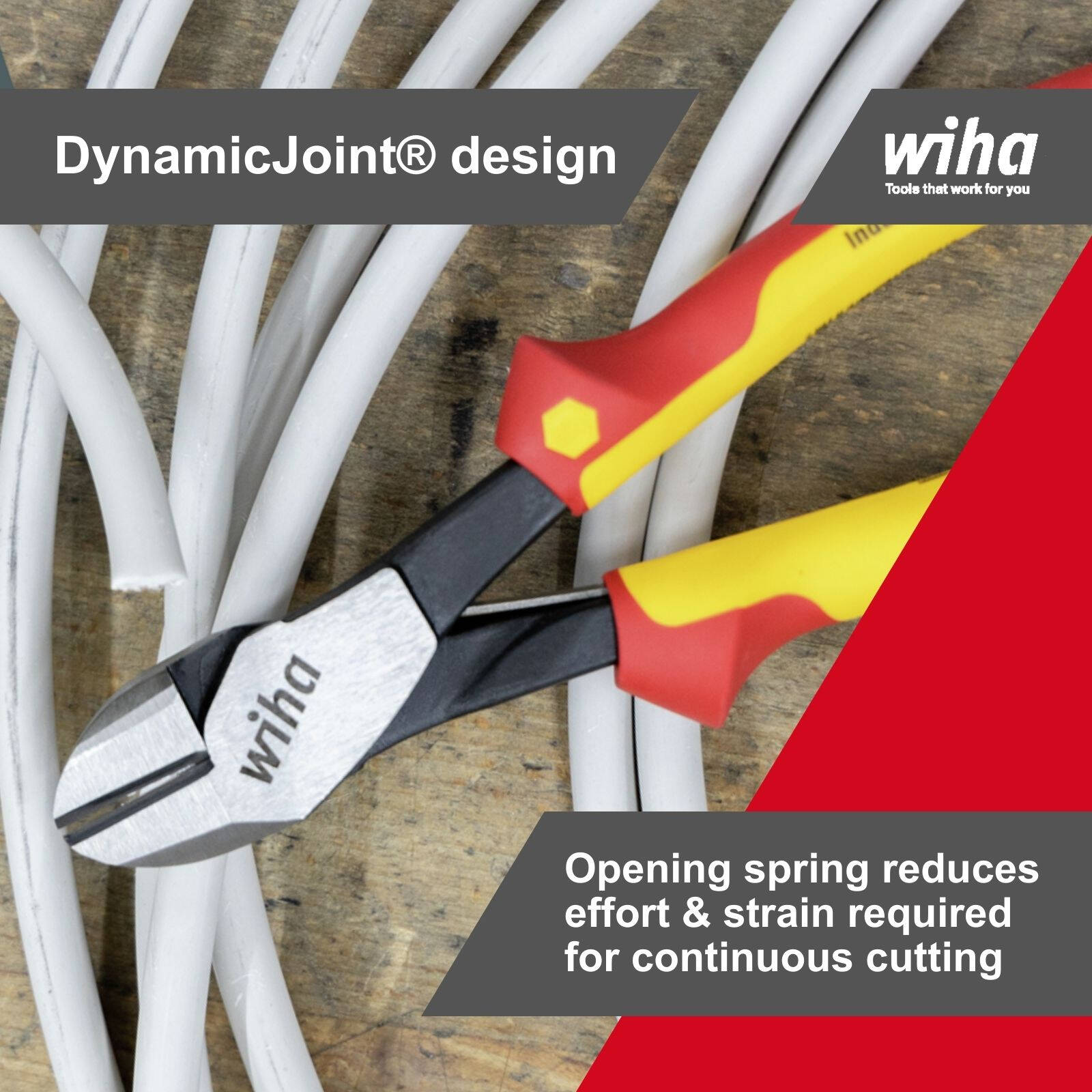 Wiha 200mm VDE 1000V Insulated Diagonal Cutting Pliers, Steel