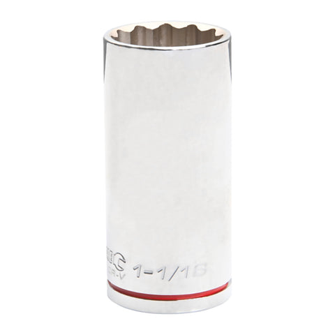 Kincrome 1-1/16in 1/2in Drive Deep Socket 12 Point Chrome Vanadium
