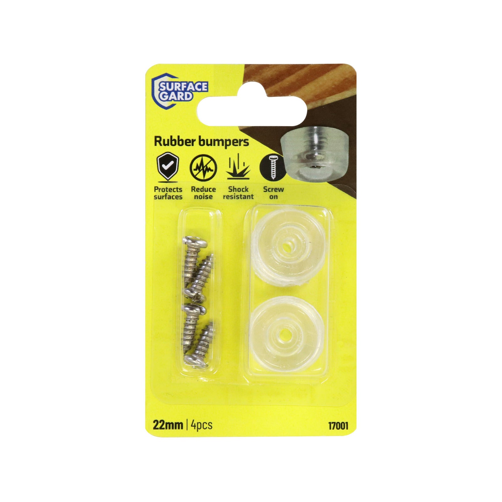 Surface Gard 22mm Clear Vinyl Round Screw In Bumpers 4 Pack