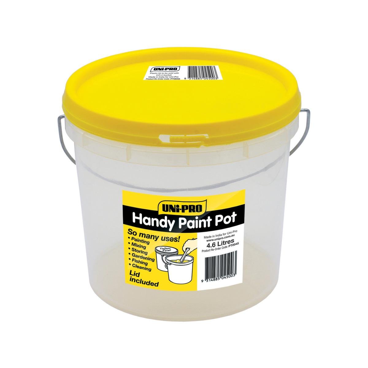 UNi-PRO 4.6L Painters Bucket with Lid Round Plastic White & Yellow