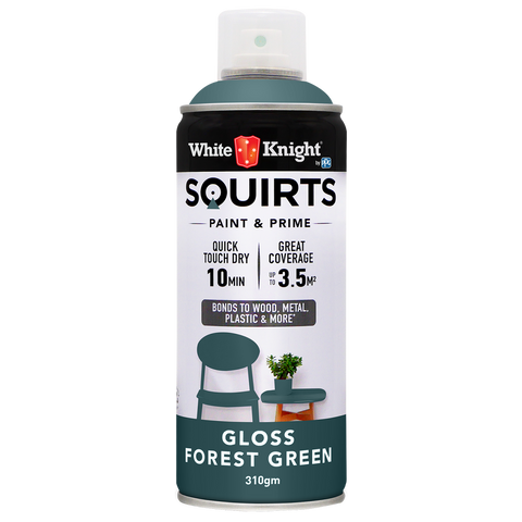 White Knight Squirts Forest Green Gloss Spray Paint 310g Durable Finish - SuperSaverAU - view 1