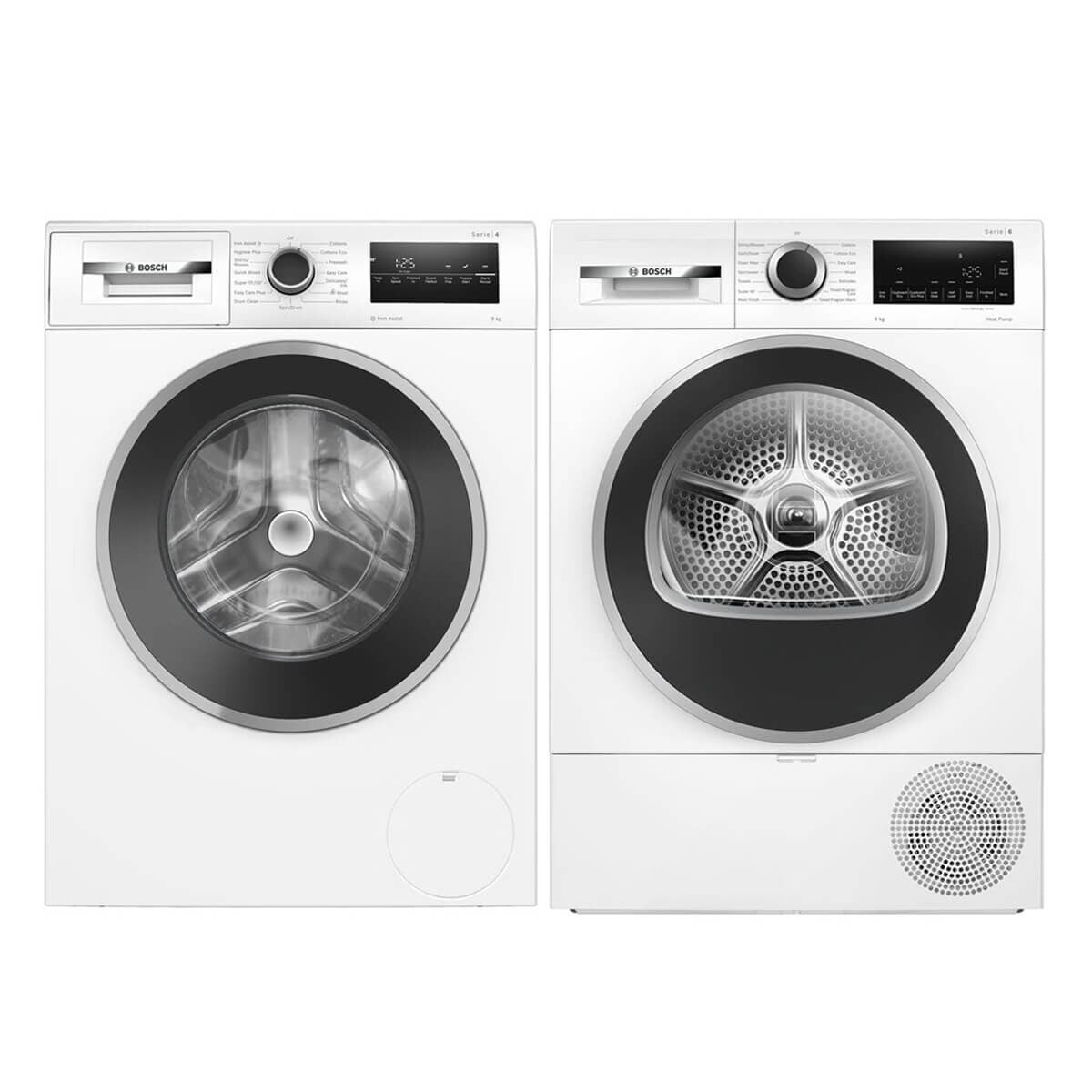 Bosch Series 4 9kg Front Load Washer and Series 6 9kg Heat Pump Dryer Package - WAN28227AUWQG24203AU