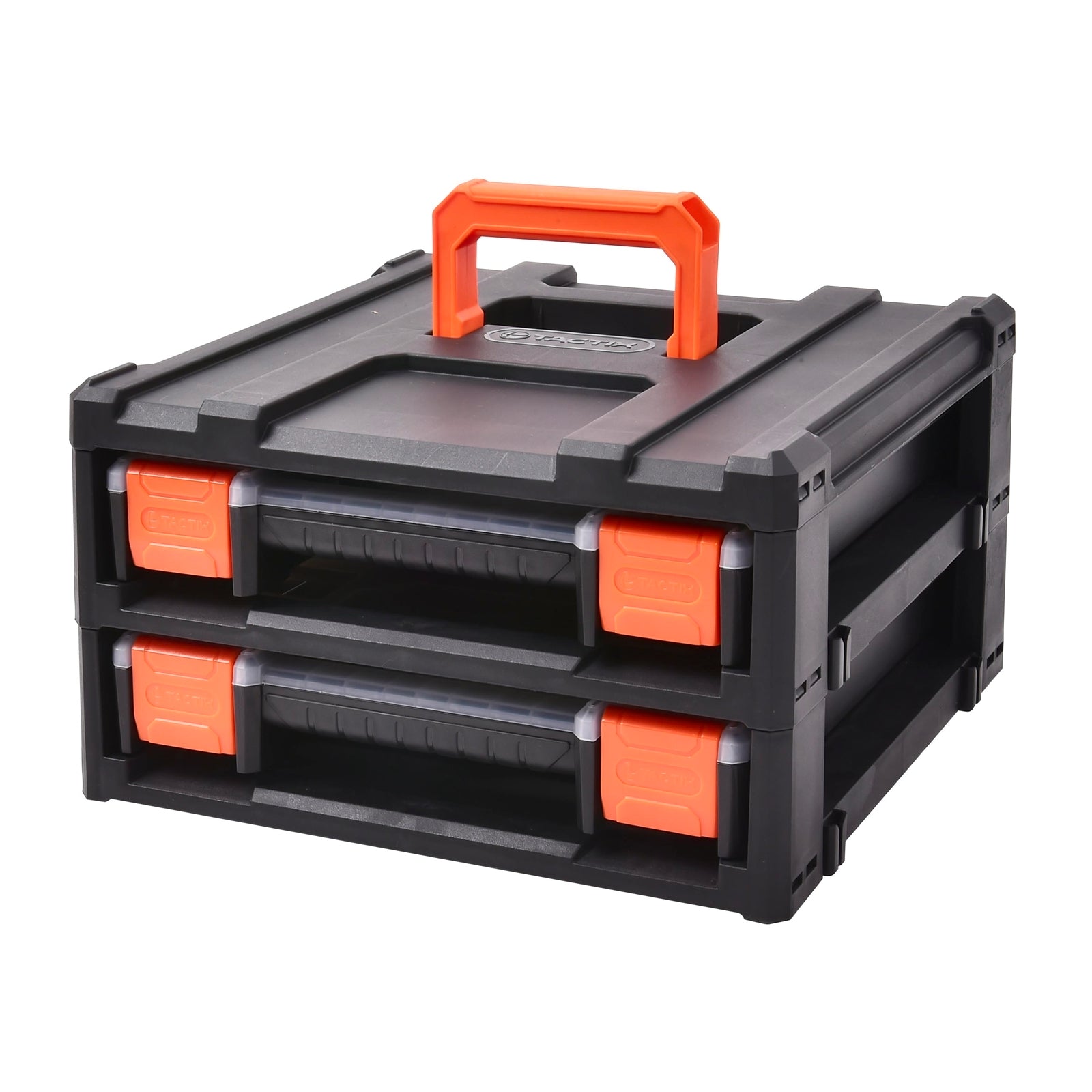 Tactix 2 Piece Modular Storage Organiser and Rack, Black