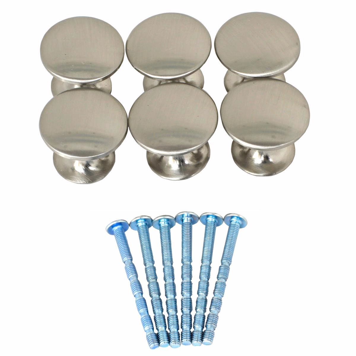 Ikonic Brushed Nickel Cupboard Knob Set - 6 Piece - Metal - Easy Install - SuperSaverAU - view 1