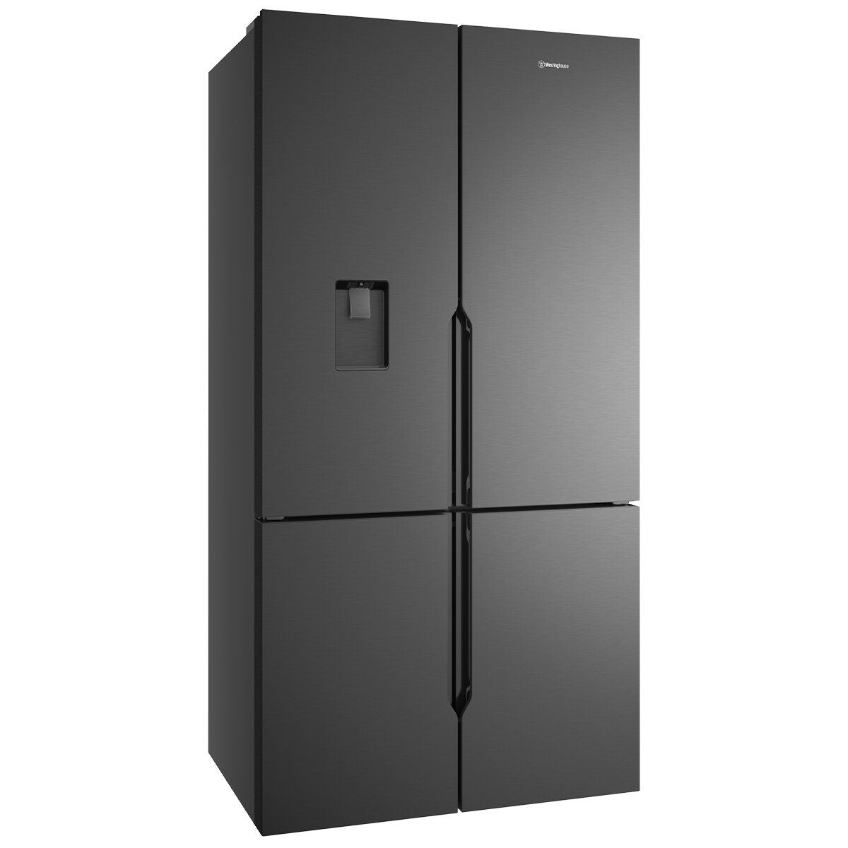 Westinghouse 564L Plumbed Quad French Door Fridge - Matte Black, Water Dispenser, Auto Icemaker - WQE5650BA