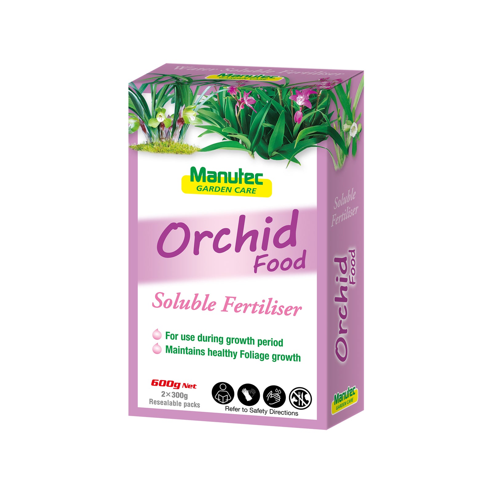 Manutec 600g Orchid Food, Water Soluble Crystalline Powder NPK 22-3.7-14