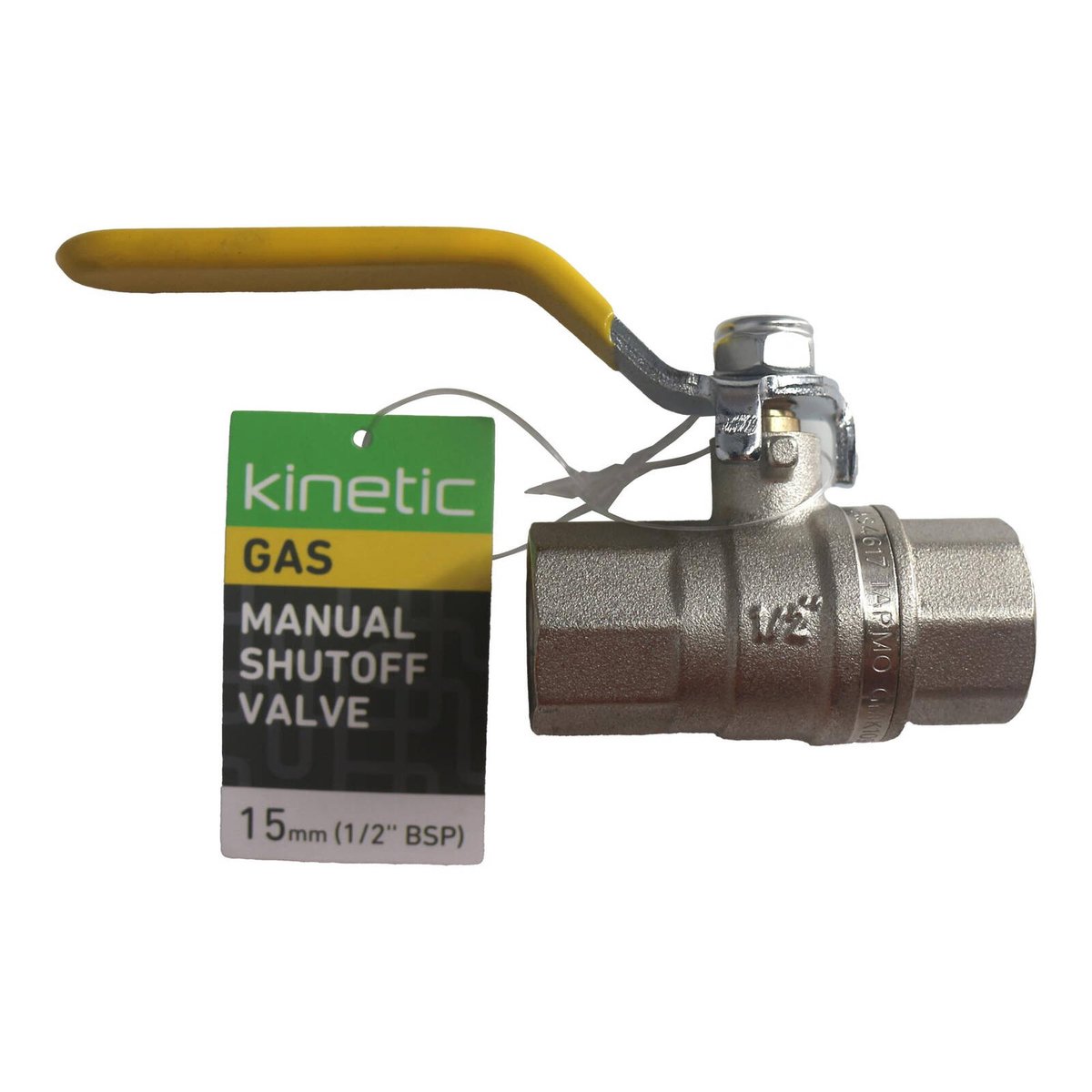 Kinetic 15mm Lever Handle Gas Ball Valve Lead Free Brass